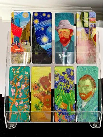 Acrylic stand of Van Gogh themed lenticular bookmarks