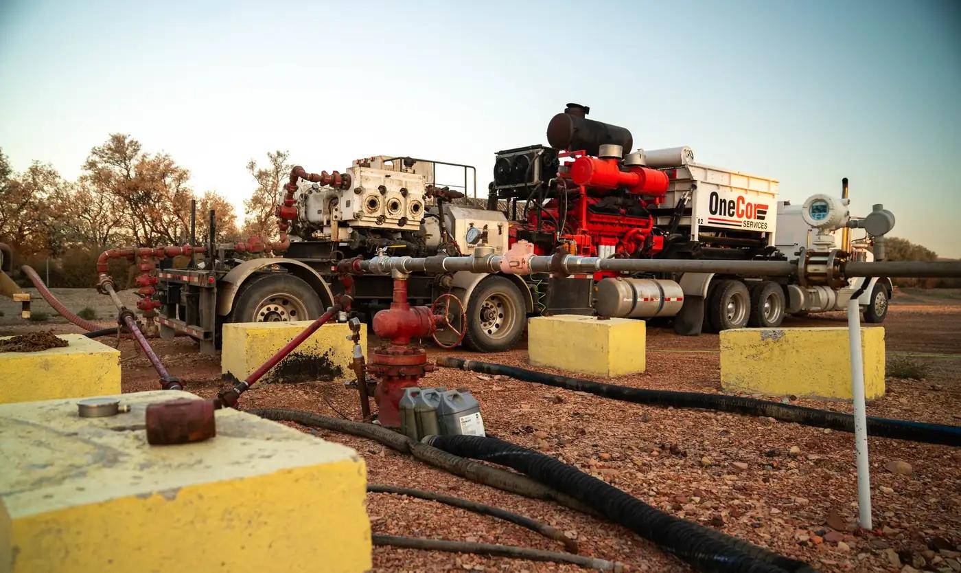 OneCor pump unit rigged up to a wellhead
