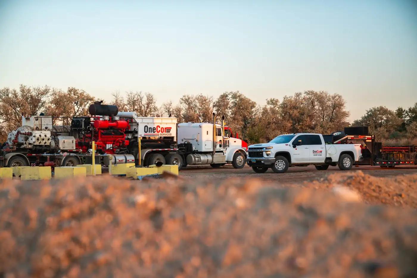 OneCor pump trucks on a production location