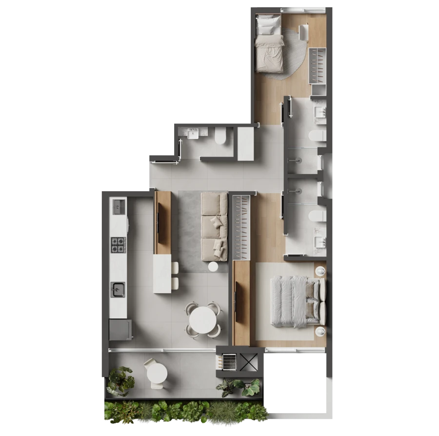 Planta 73,44 m²