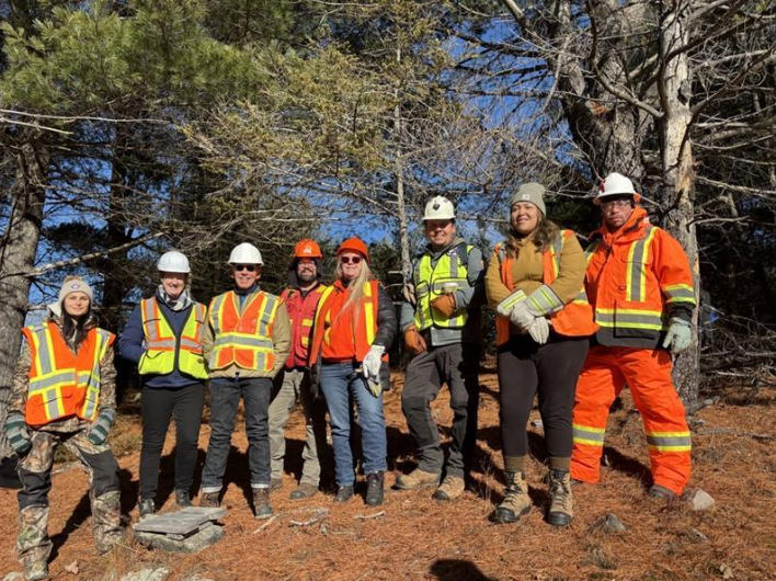 Team of workers outside