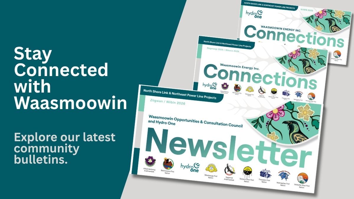 Covers of Waasmoowin’s Summer 2025, Fall 2025 and Summer 2026 community bulletins.