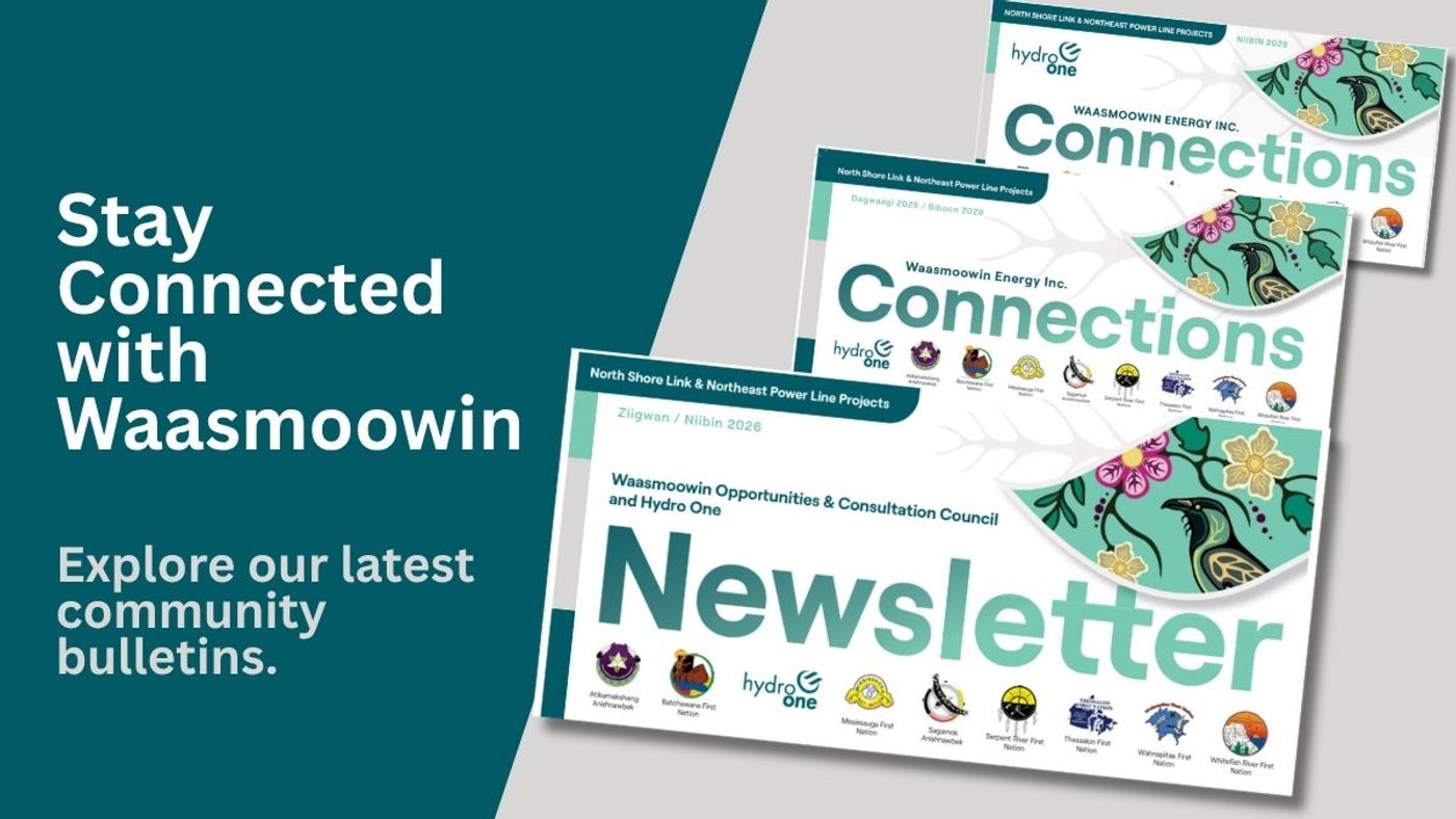 Covers of Waasmoowin’s Summer 2025, Fall 2025 and Summer 2026 community bulletins.