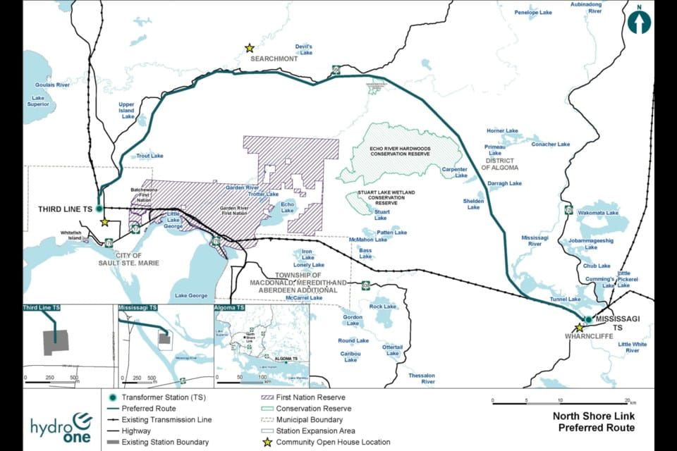North Shore Link corridor map, Northern Ontario