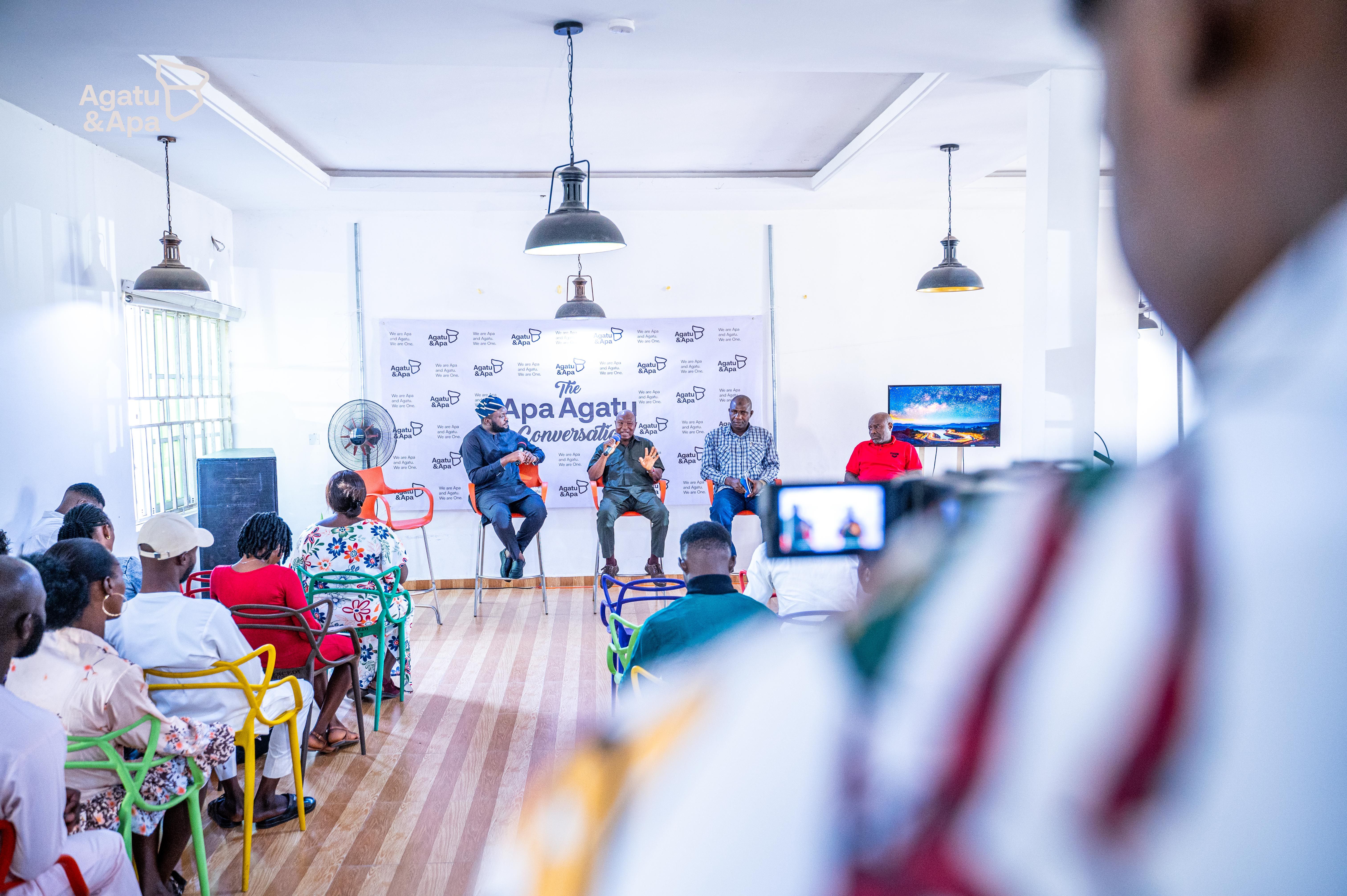 Apochi Owoicho engaging guest speakers during the 2024 Apa-Agatu Conversation.