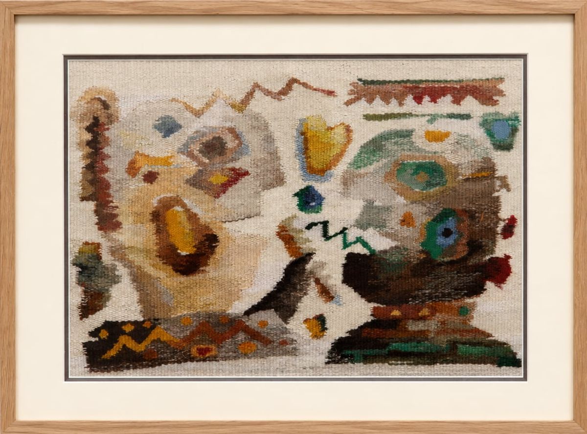Conversation, a framed tapestry by Rasa Ashworth