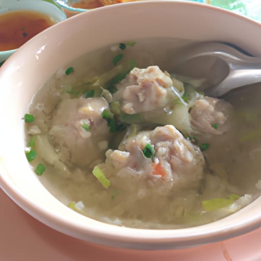 A bowl of soup with mystery ingredients