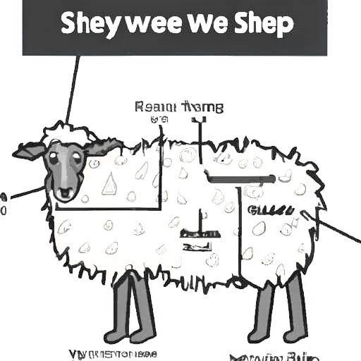 A drawing of a sheep labeled in a nonsense language