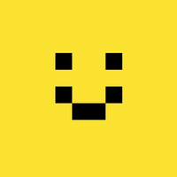 A pixilated smiley face