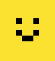 A pixilated smiley face