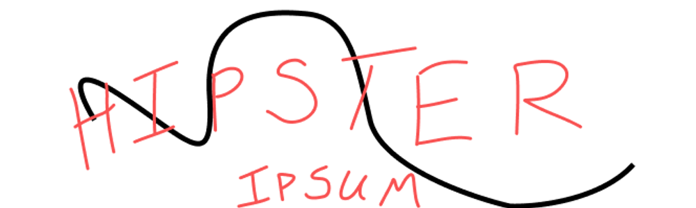 Orange text on a white background that says "Hipster Ipsum" with a black scribble behind the text.