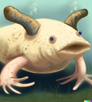 An AI-generated image of an oxolotl