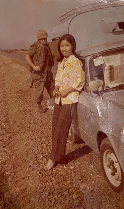 My mother on a U.S. military base in Vietnam where she and my grandmother worked in a gift shop.