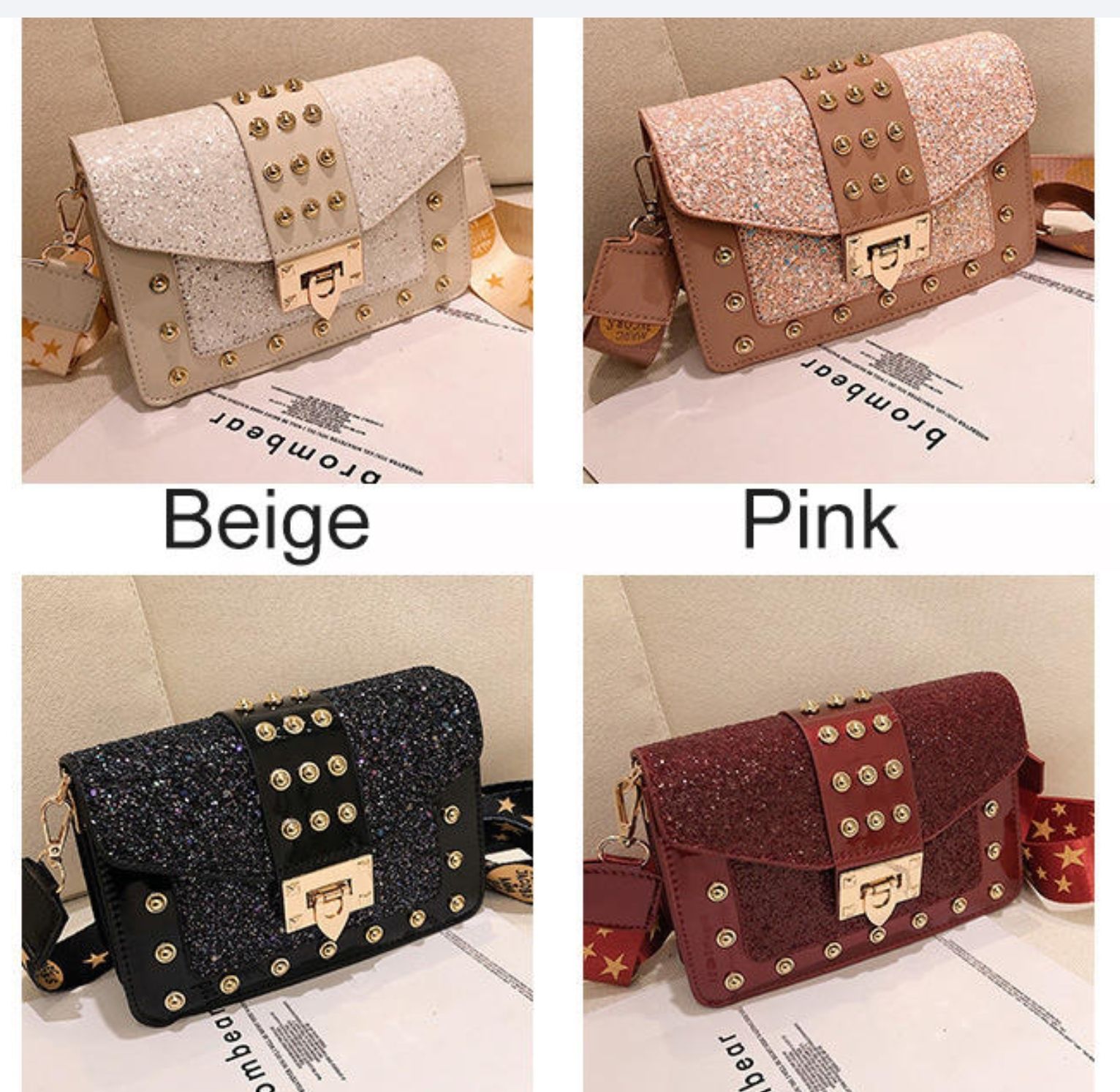 Luxury lock ladies pu leather handbags