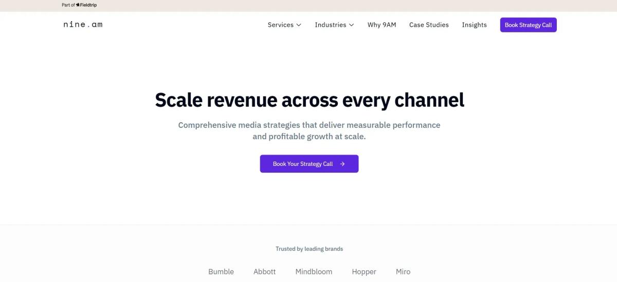 9AM scales revenue through paid media across multiple channels.