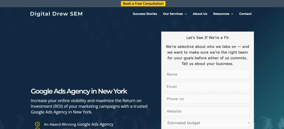 Digital Drew SEM manages Google Ads accounts for New York brands.