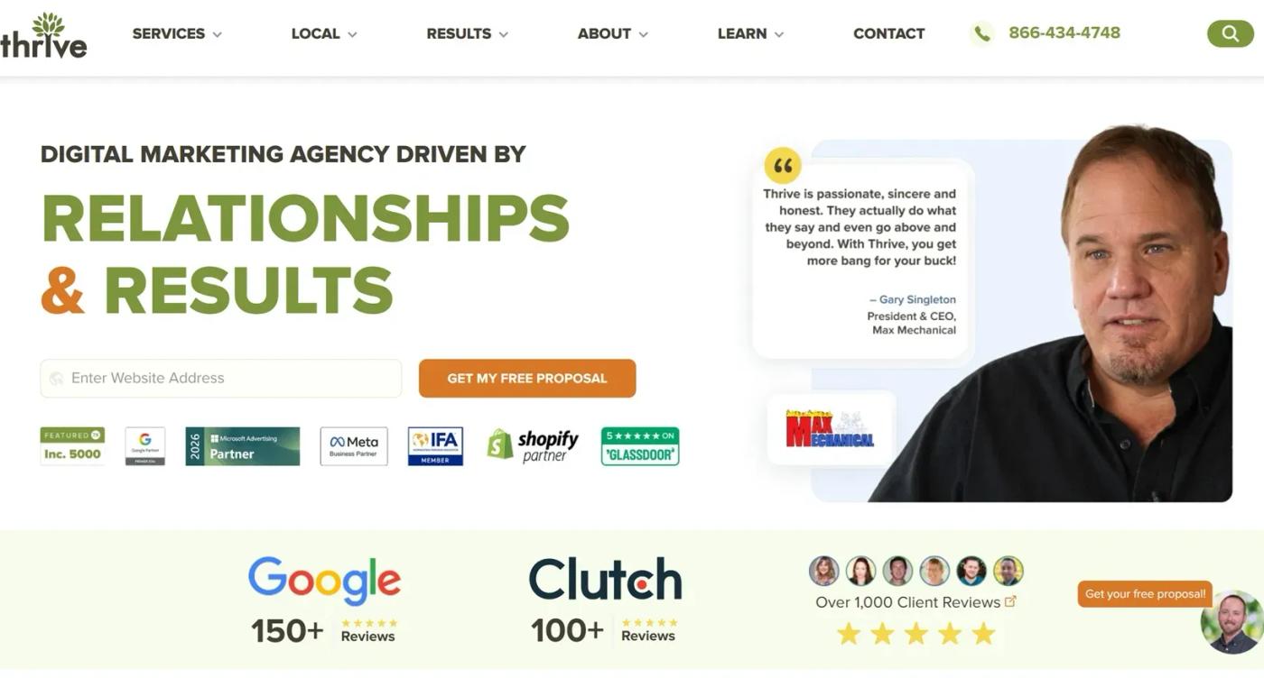 Thrive Internet Marketing homepage screenshot