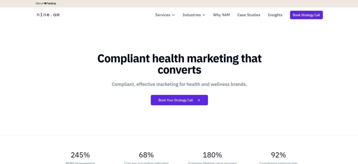 9AM helps consumer health brands scale compliant paid acquisition.