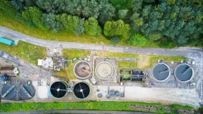 Ariel sewage treatment works
