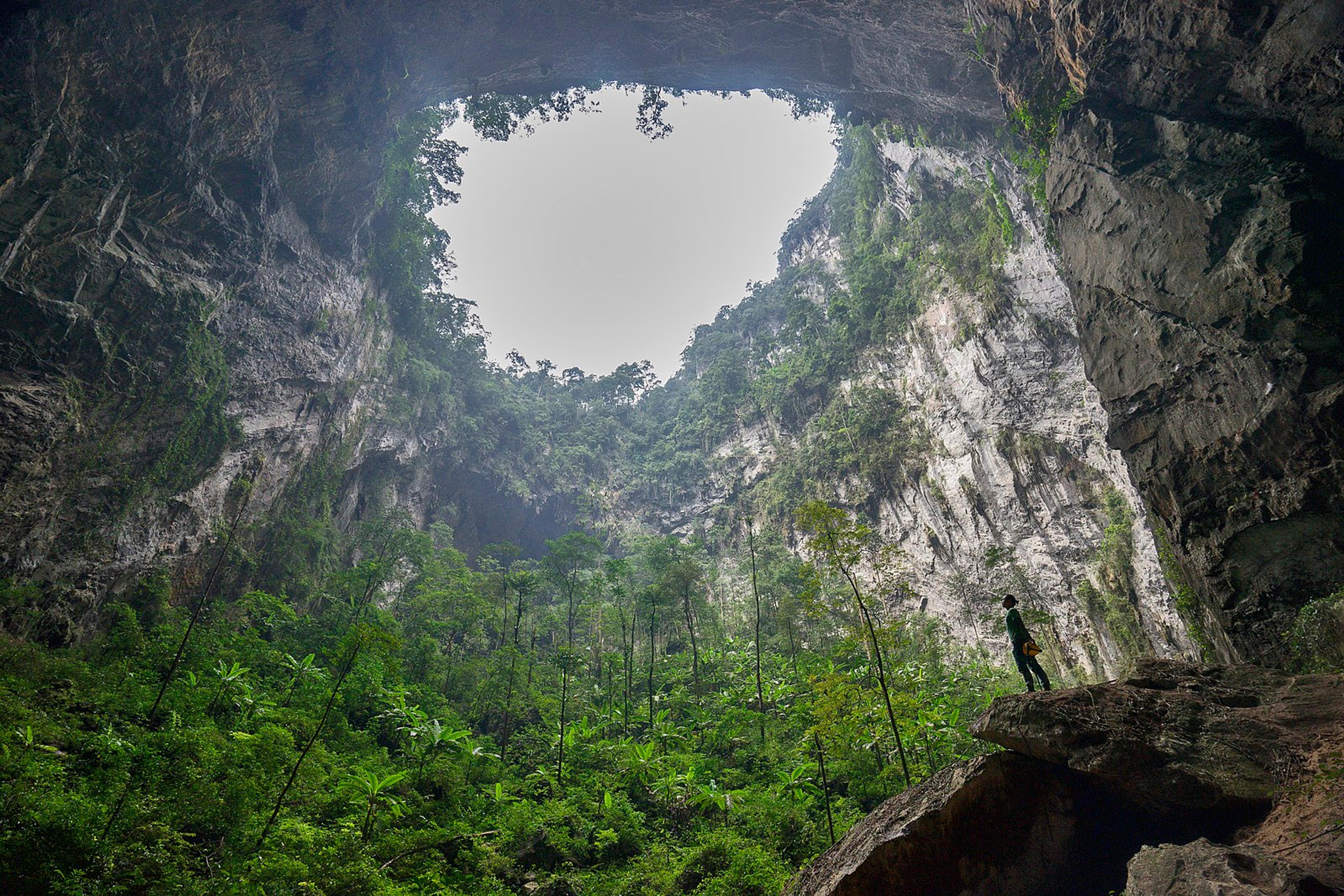 This is an image from inside the Son Doong Cave.