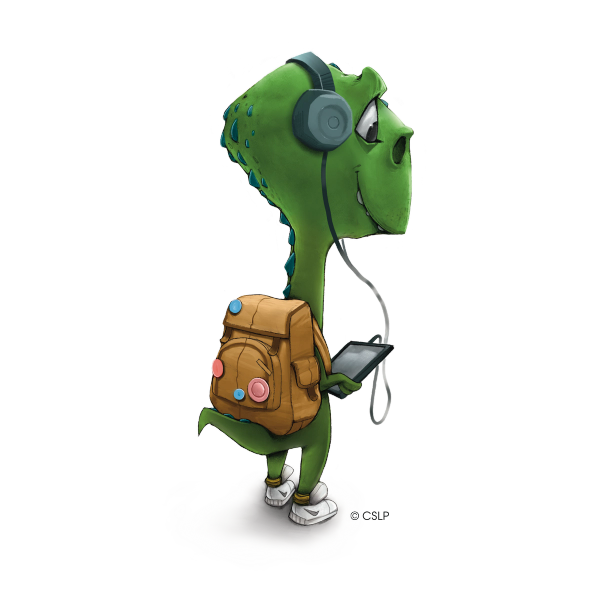 Dino and backpack