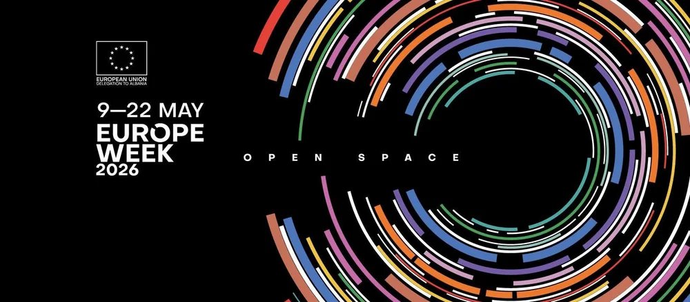 Europe Week 2026 "Open Space" official event poster, European Union Delegation to Albania