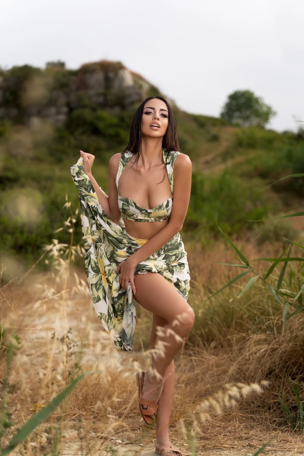Botanical summer fashion portrait in a natural landscape — photograph by Ergys Shehu.
