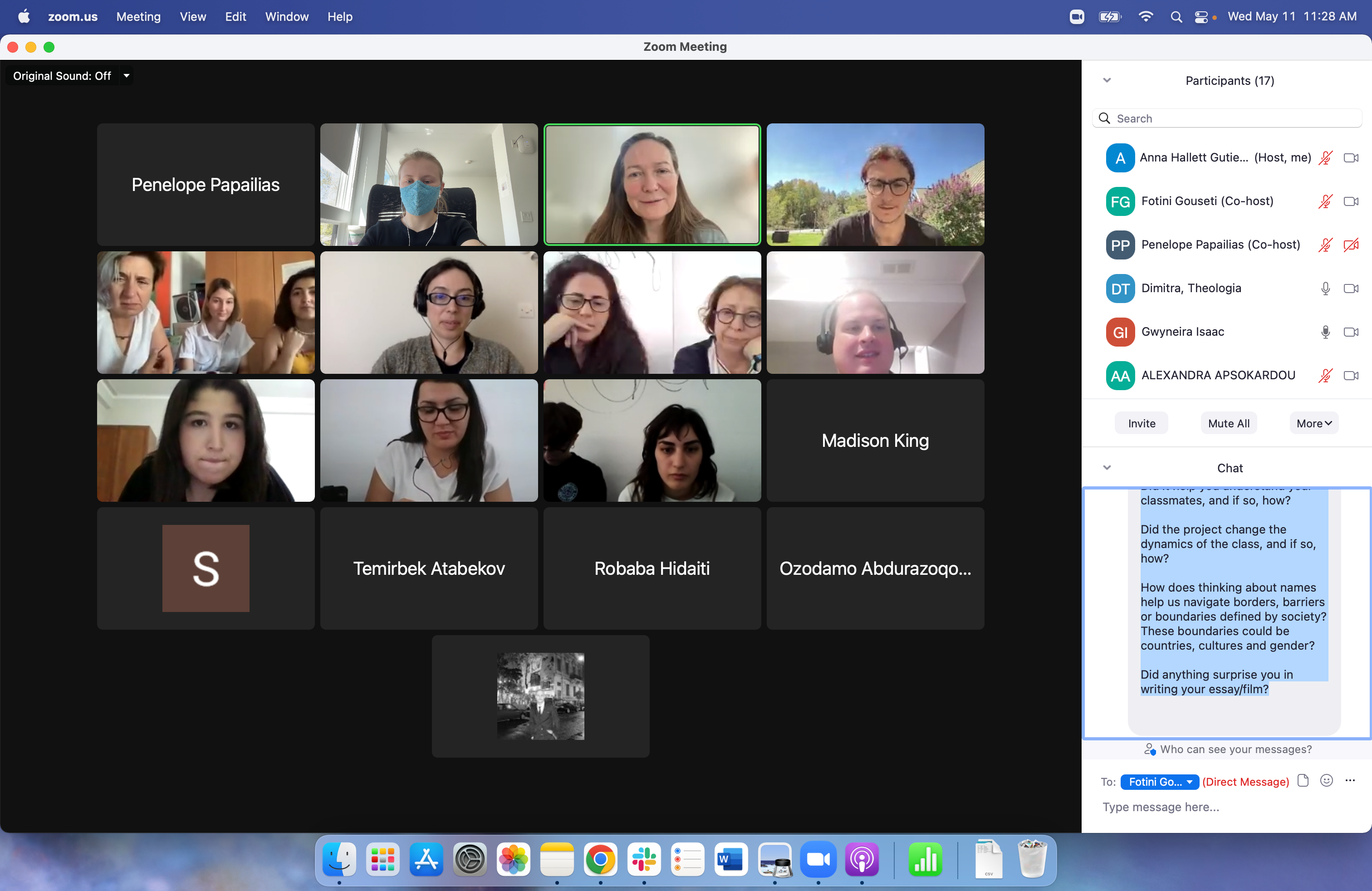 Screenshot from a Zoom meeting.