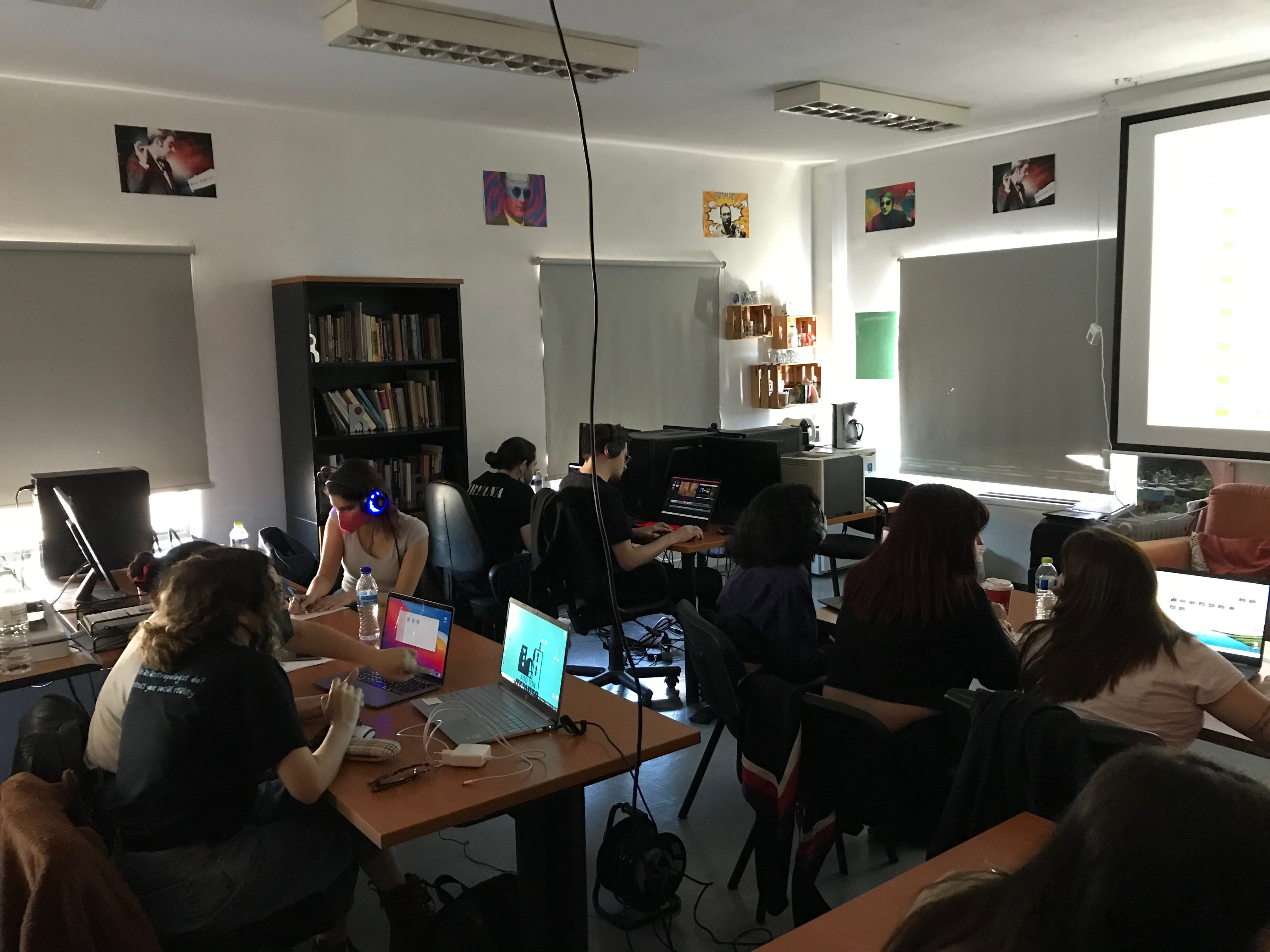 Photograph of students working at their computers.