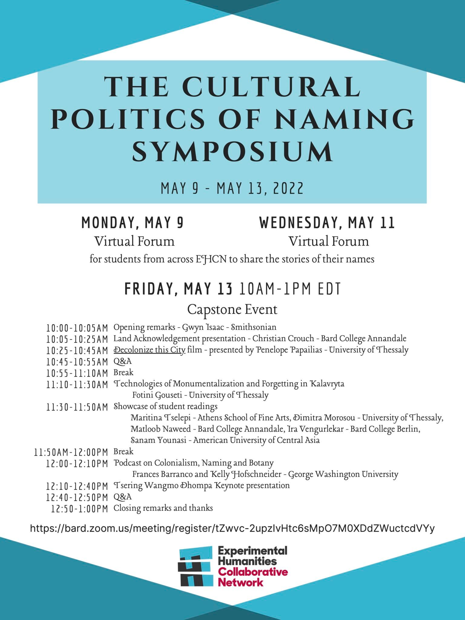Poster for the Cultural Politics of Naming Symposium