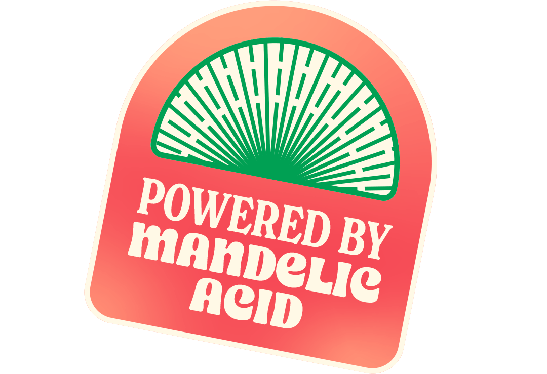 Sticker that says Powered by Mandelic Acid