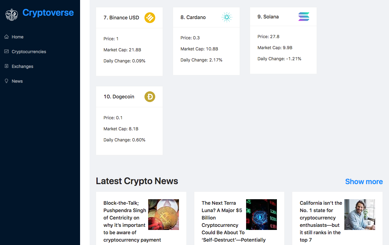 Cryptoverse - A Crypto Information Portal