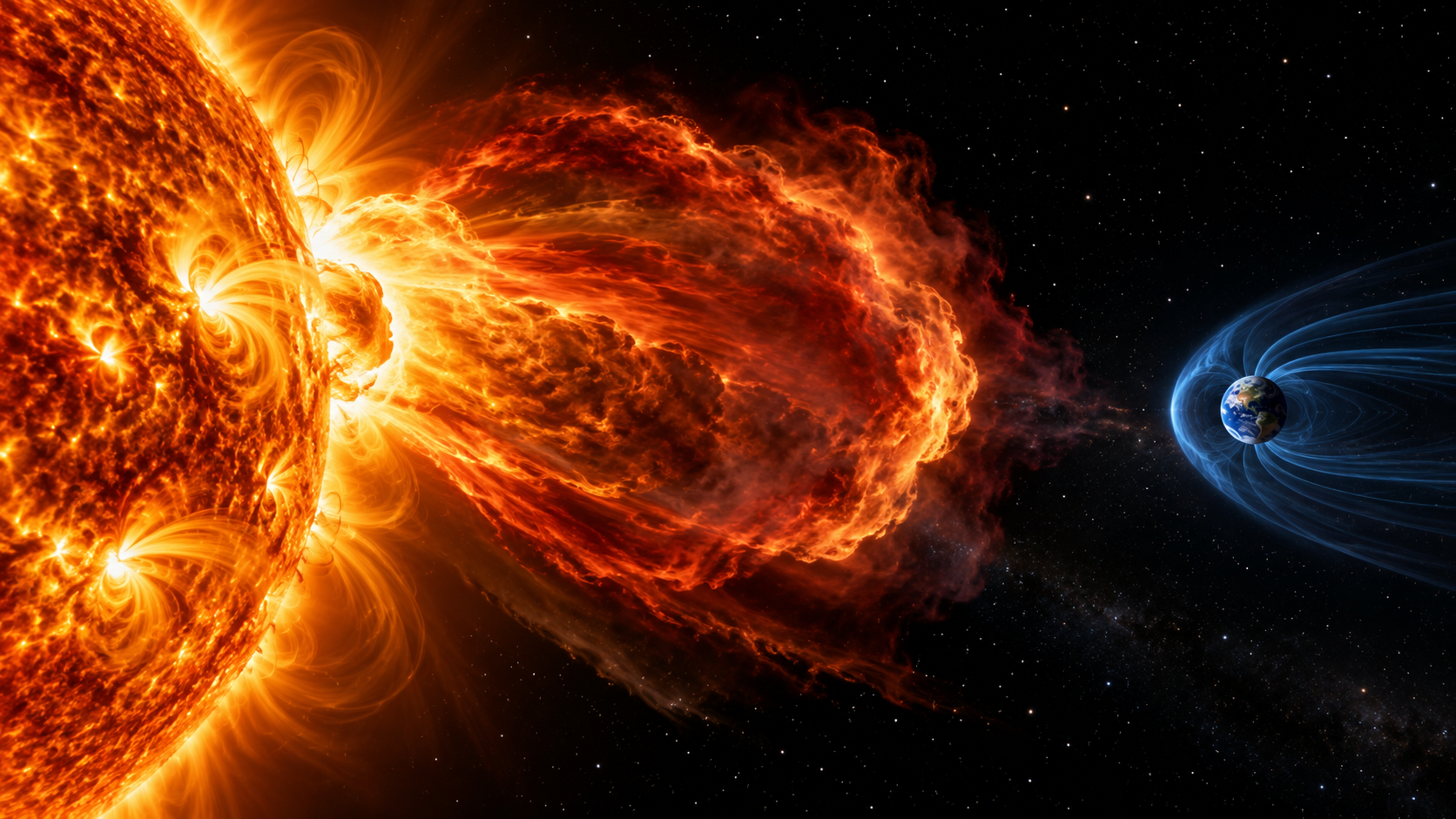 Solar storms can disrupt satellites, navigation, communications, aviation, and power grids on Earth.