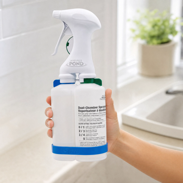 Using the Nature’s Pond dual-chamber sprayer.
