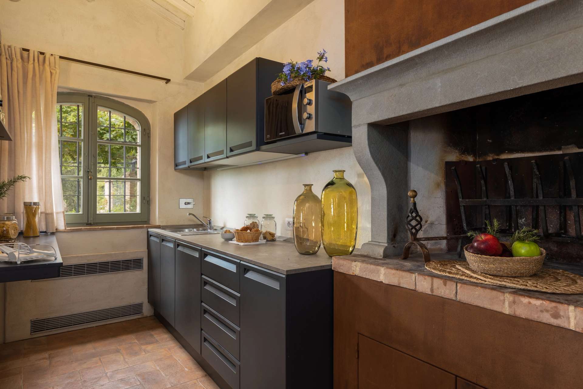 The kitchen of a luxury villa for rent