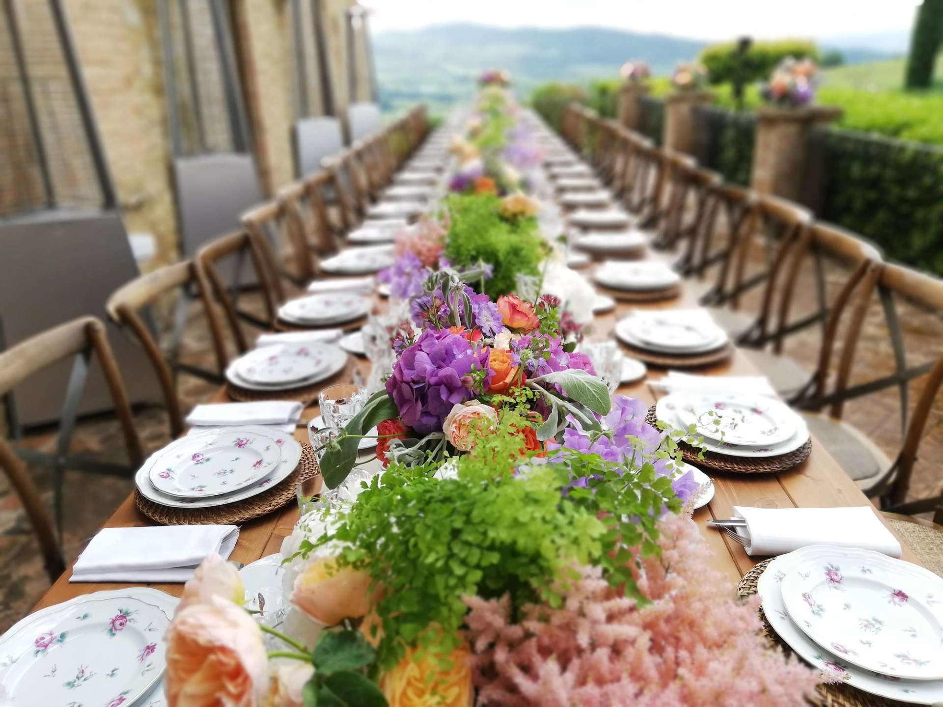 Table set for a family reunion in a luxury villa for rent