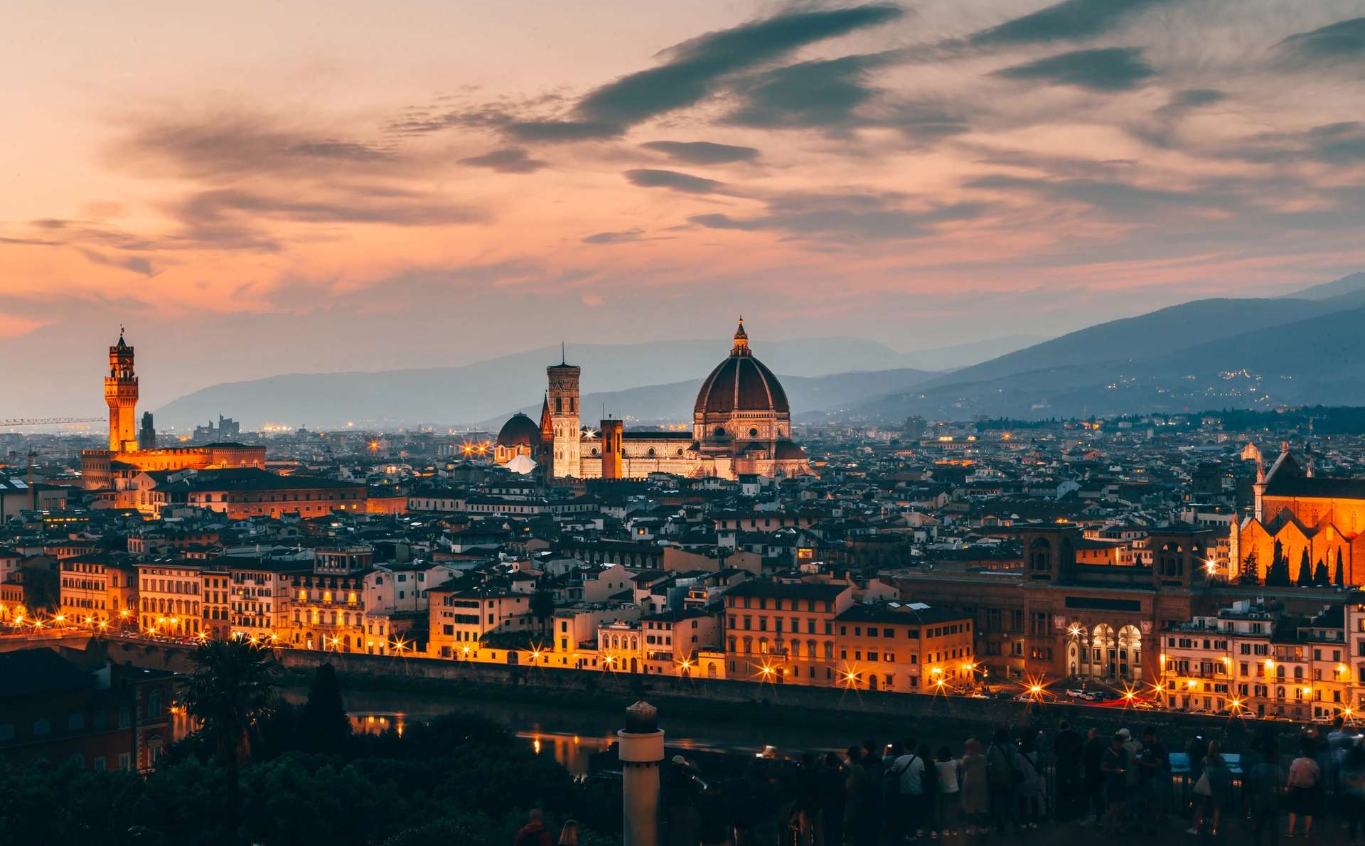 View of Florence by night, home to the most beautiful luxury villas