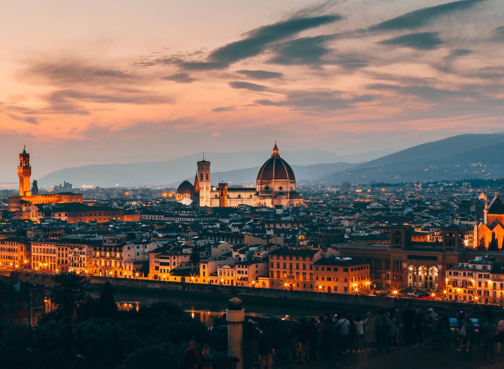 View of Florence by night, home to the most beautiful luxury villas