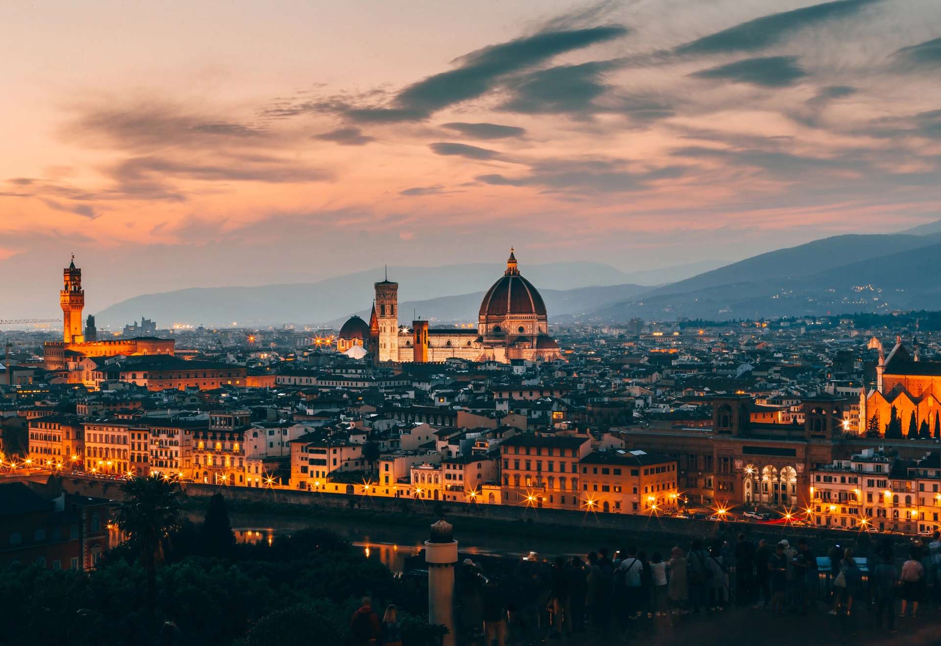 View of Florence by night, home to the most beautiful luxury villas