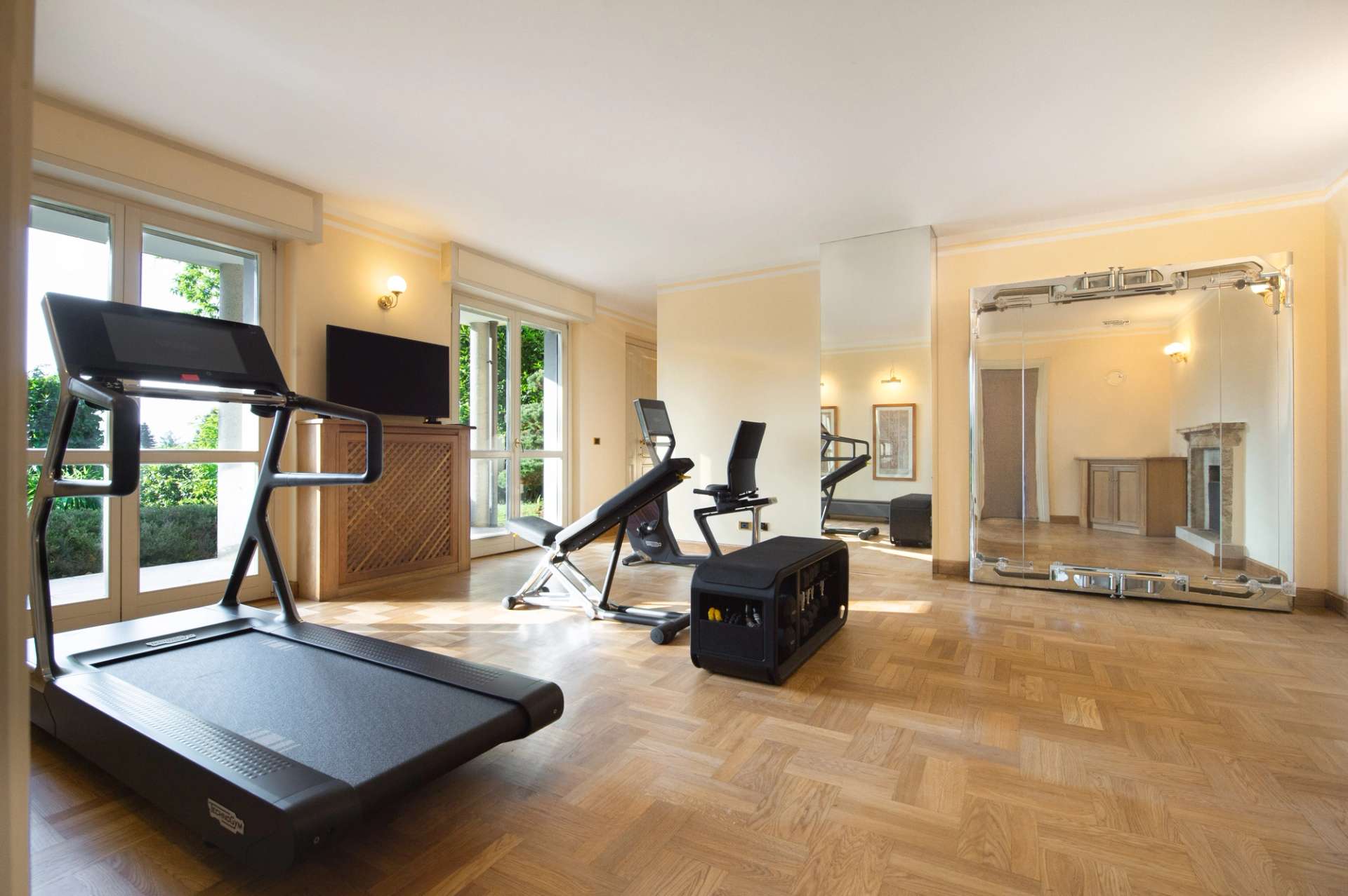 The gym of a luxury villa for rent