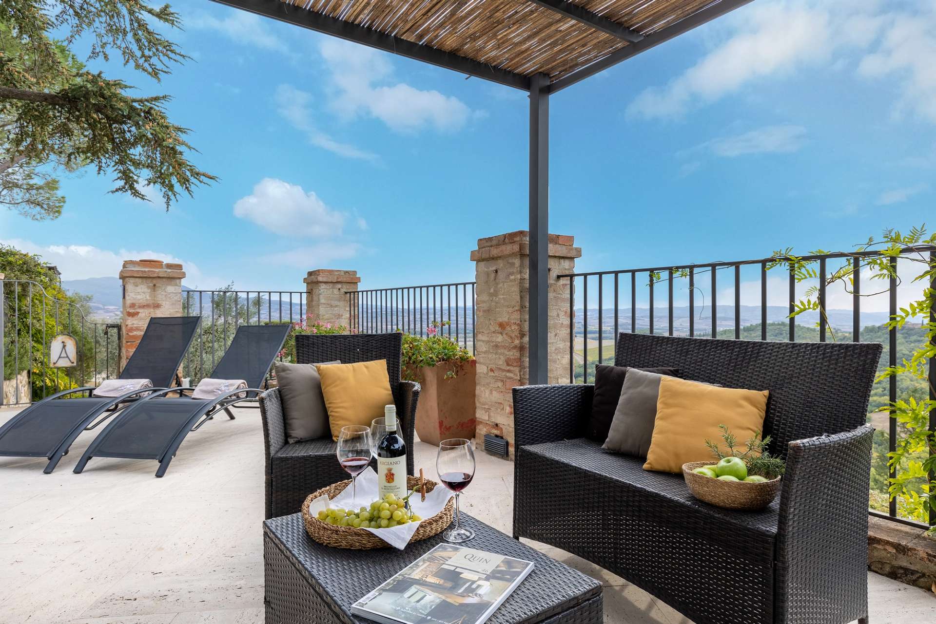 Seaside terrace of a luxury villa for rent in Italy