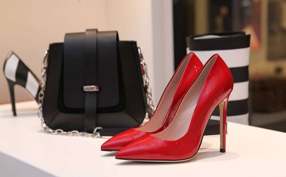 A pair of shoes in a luxury store in Como