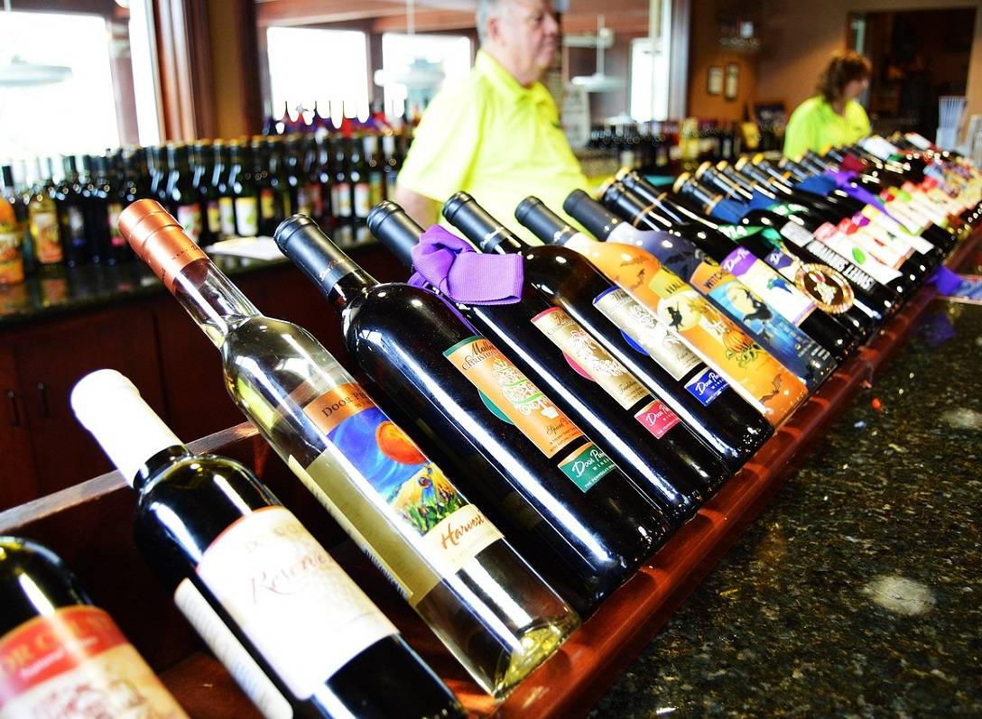 A tasting of fine wines: the bottles for tasting