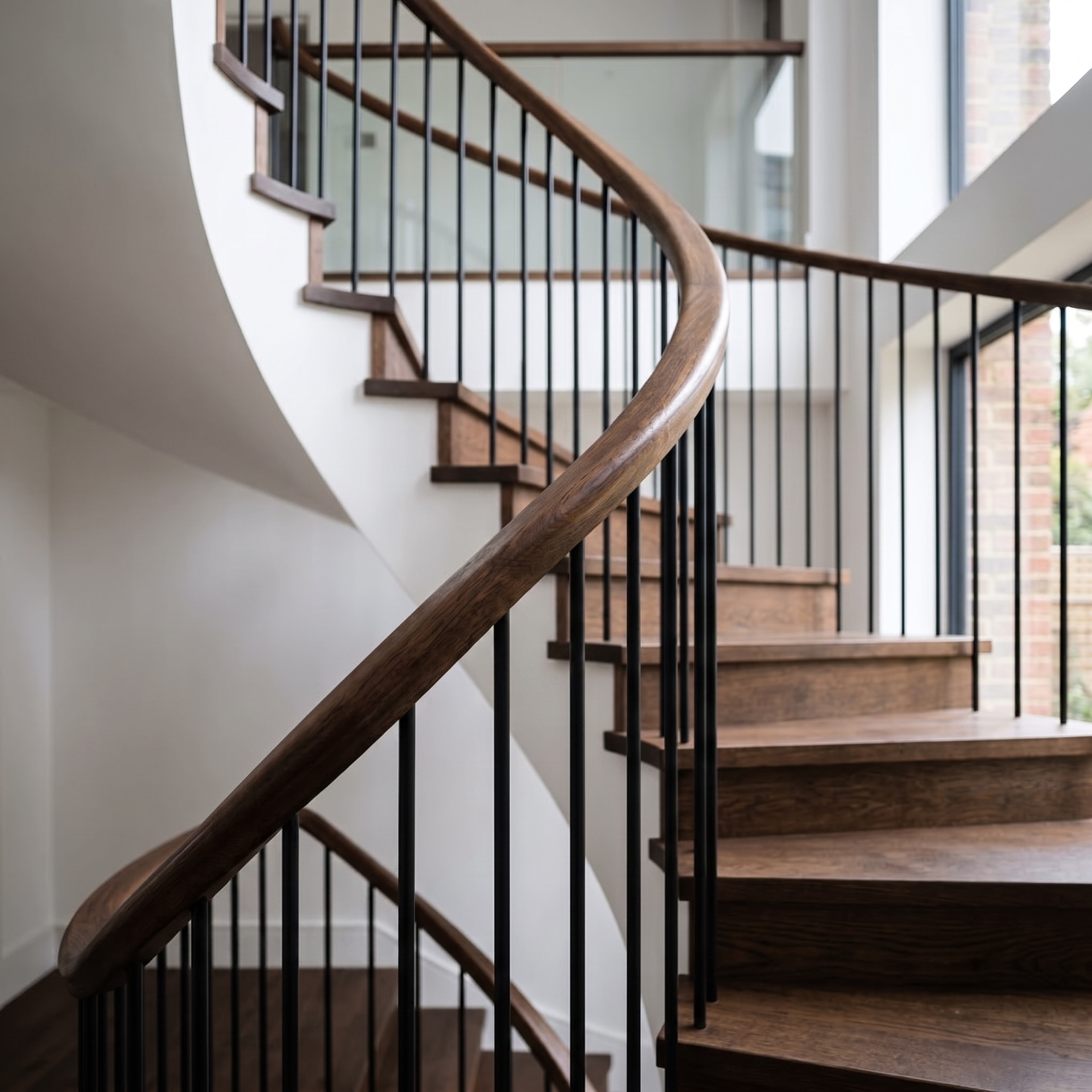 Timber staircase handrail and vertical balustrade detailing