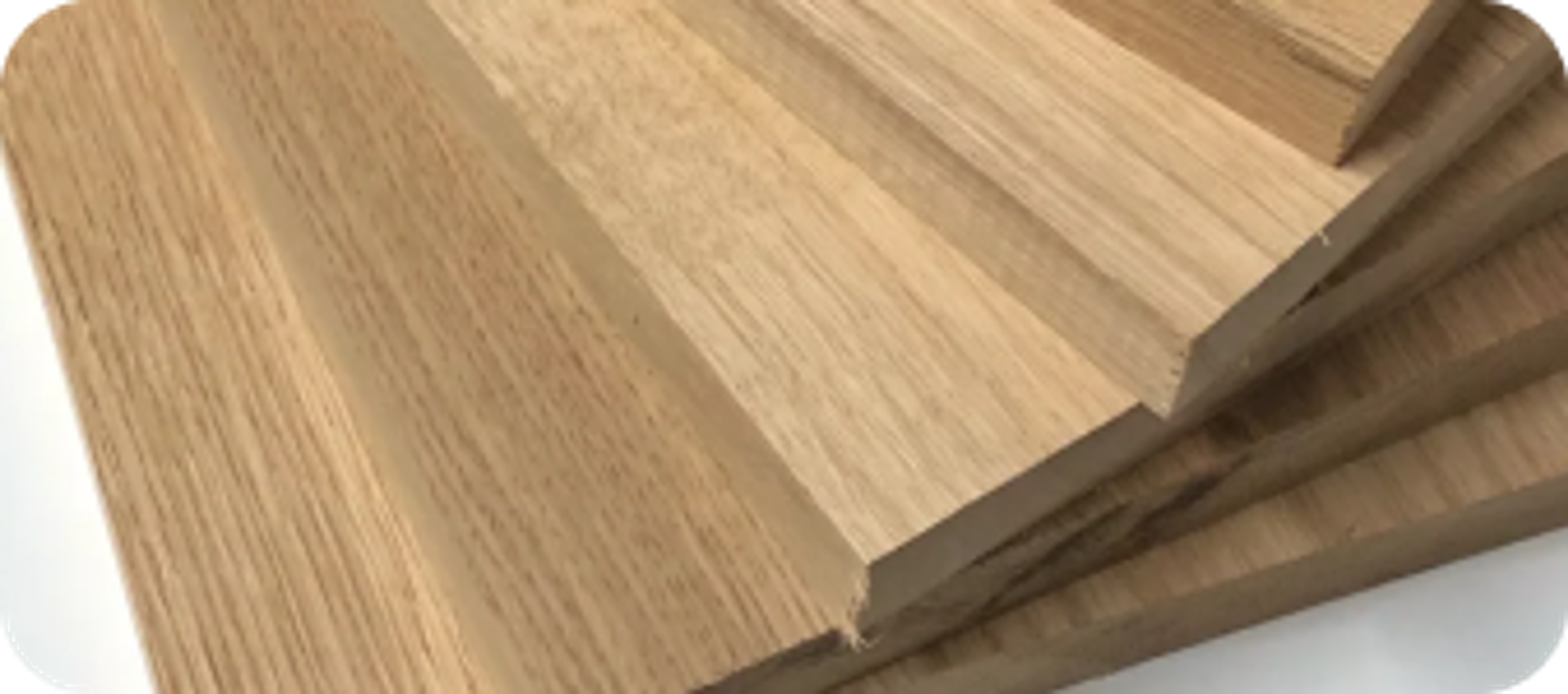 Solid oak tread cladding samples for spine staircases