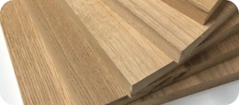 Solid oak tread cladding samples for spine staircases