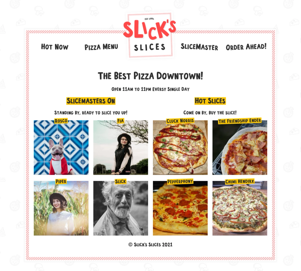 Slicks Slices demo site screenshot