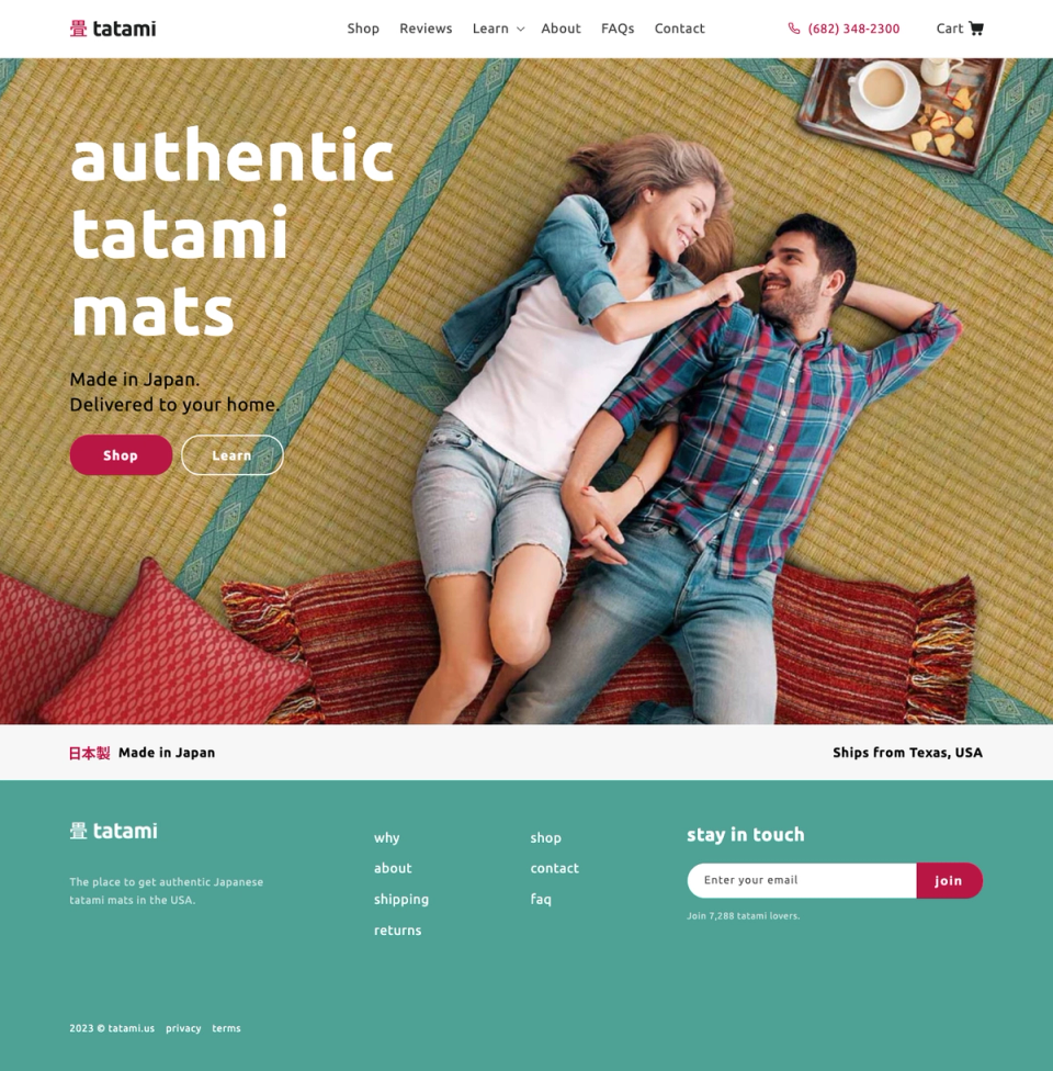 Tatami Craft site screen capture