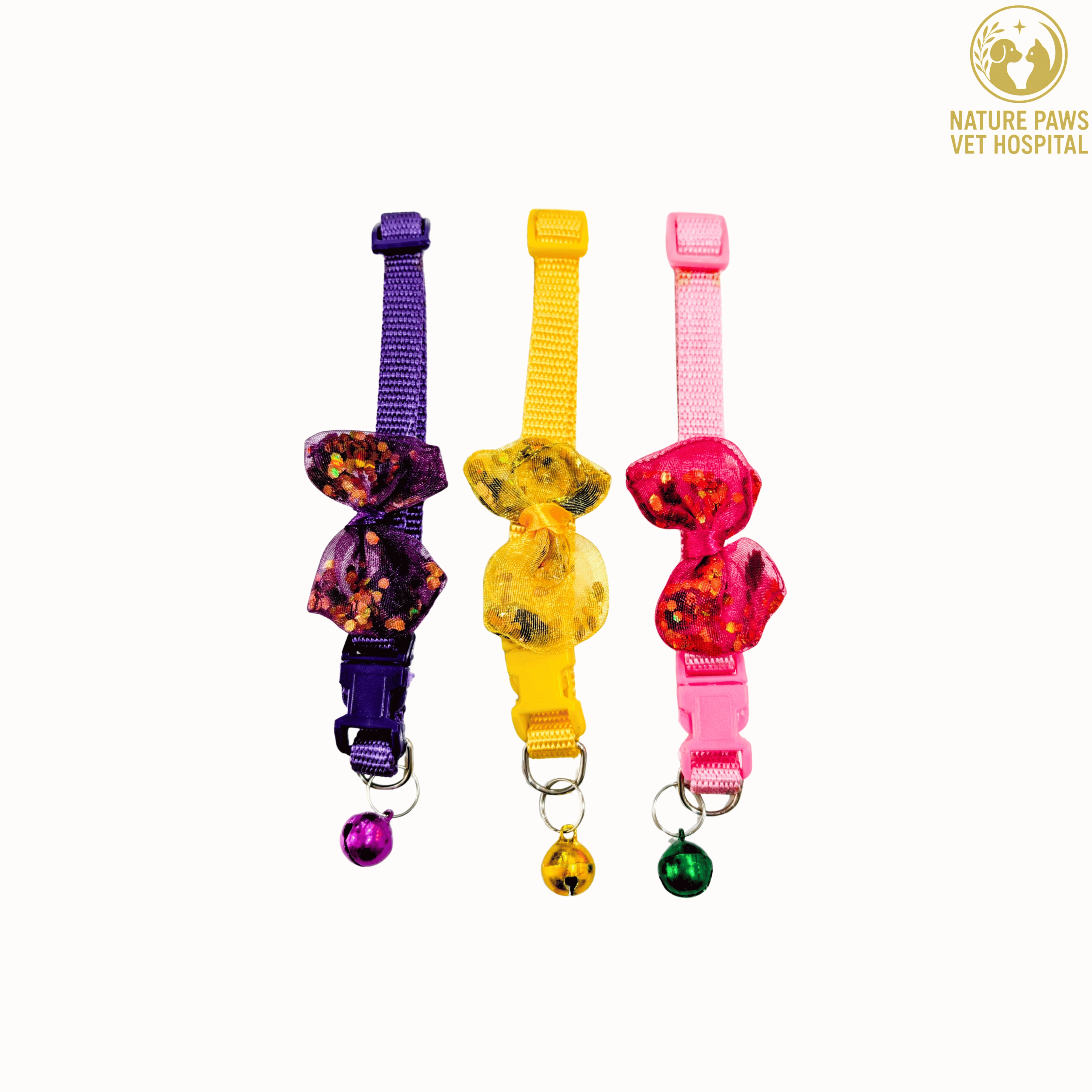 Cat Bow Collar With Bell (In Assorted Colours) - Image 1