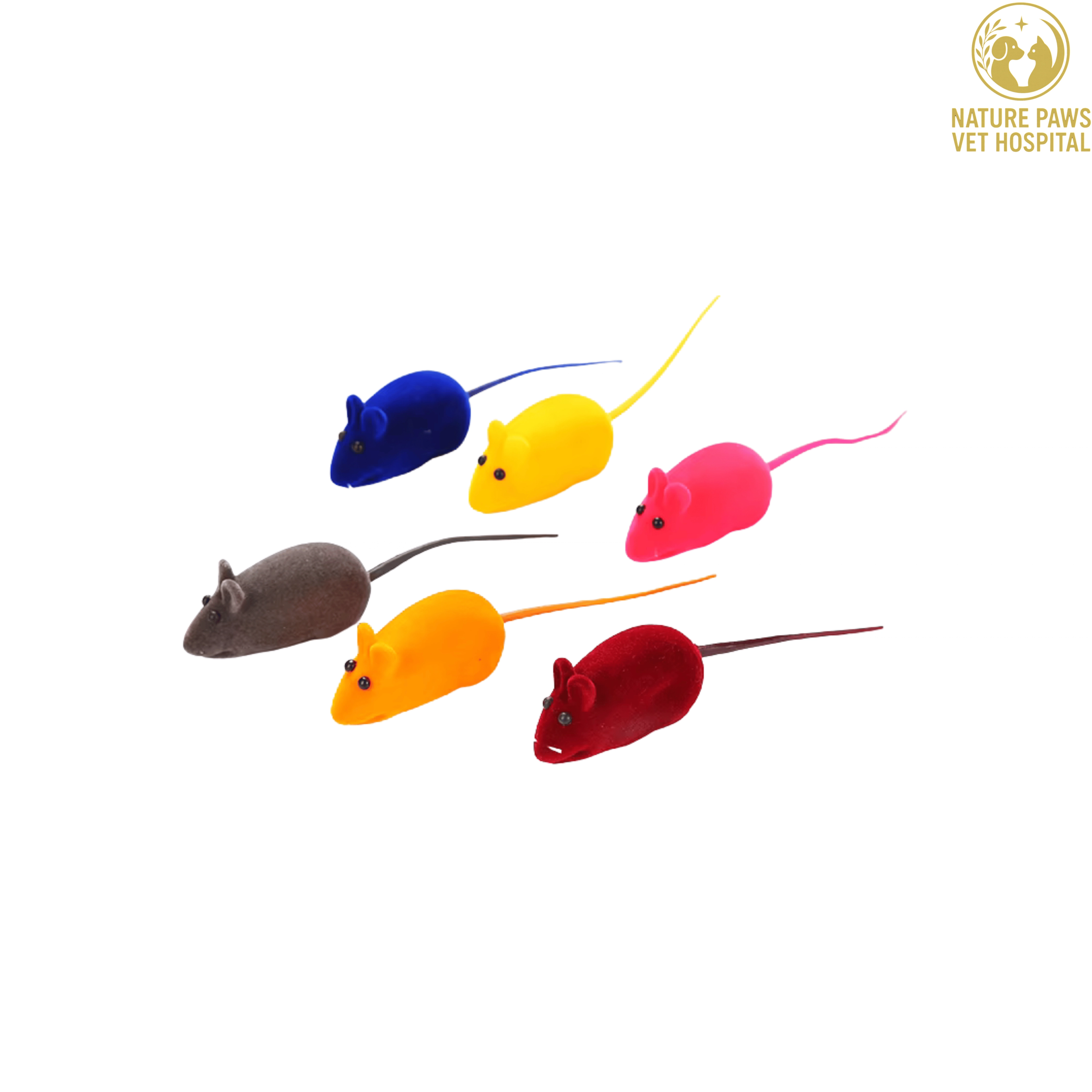Squeaky Toy Rubber Mouse For Cats (Assorted Colours) - Image 1